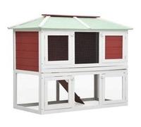 Cage double pour animaux - vidaXL - Rouge - Bois de sapin - 130 x 68 x 105 cm - Extérieur Rouge G