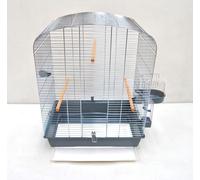 Cage Elena chromée grise pour oiseaux avec accessoires