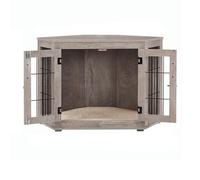 Cage en bois pour chien avec coussin, design en maille confortable pour chiens de petite et moyenne taille, niche polyvalente avec porte simple, idéale comme table basse
