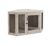 Cage en bois pour chien avec coussin, design en maille confortable pour chiens de petite et moyenne taille, niche polyvalente avec porte simple, idéale comme table basse