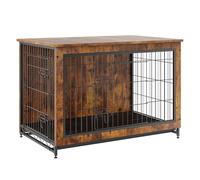 Cage en bois pour chien avec double porte, table d'appoint de cage robuste, plateau amovible pour niche d'intérieur, entretien facile pour chiens jusqu'à 31,8 kg