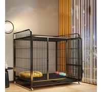 Cage en métal étanche avec 2 portes, plateau en plastique et roues à 360° - Convient pour chiens de taille moyenne et grande taille, chats et lapins