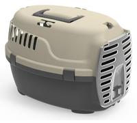 Cage en plastique pour animaux de compagnie avec porte et poignée | Couleur beige | Dimensions 48 x 34 x 32 cm | Max 6 kg