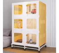 Cage fermée pour petits animaux, cage d'intérieur avec plateau extractible extra large, roue universelle panoramique à 360°, transparente