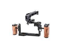 Cage for Appareil Photo avec poignée en Bois, Compatible avec Sony FX3 et FX30, Cadre en Alliage d'aluminium(FX30 Cage Kit5)