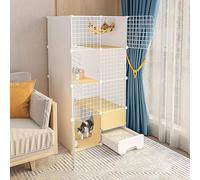 Cage for Chat avec bac à litière, Maison for Animaux de Compagnie, enclos intérieur for Chat, en métal détachable, Villa for Petits Animaux(75x49x147cm)