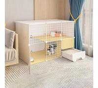 Cage for Chat avec bac à litière, Maison for Animaux de Compagnie, enclos intérieur for Chat, en métal détachable, Villa for Petits Animaux(111x49x75cm)