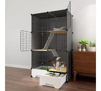 Cage for Chat avec bac à litière, Parc Chaton Bricolage for Chats d'intérieur, chenils en Fil métallique détachables, enclos, for Balcon d'appartement(75 * 49 * 127cm)