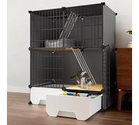 Cage for Chat avec bac à litière, Parc Chaton Bricolage for Chats d'intérieur, chenils en Fil métallique détachables, enclos, for Balcon d'appartement(75 * 49 * 91cm)