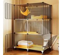 Cage for Chat avec Enclos Multi-Zones De Divertissement Hauteur 72/107 Cm Équipée De roulettes Pivotantes À 360° Matériaux : PP Et Fer Nichee D'intérieur for Chat(74 * 47 * 107cm)