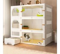 Cage for Chat d'intérieur avec bac à litière, Villa Transparente for Chats, Enclos for Chats for des Amis félins Heureux, Ferme et Stable(White,106x46x106cm)