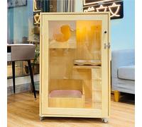 Cage for Chat, Parc for Chats avec roulettes Universelles, Enclos Intérieur/extérieur en Bois for Chats, Maison for Chat en Bois, Villa de Luxe Multifonctionnelle Facile À Assembler