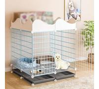 Cage for Chien avec Barre de Rangement, Cage Plateau, clôture Amovible, Deux Couleurs au Choix, adaptée aux Chatons et Chiots(75 cm L x 75 cm W x 69 cm H)