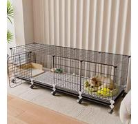 Cage for Chien, Chiens de Petite et Moyenne Taille, Cage for Chaton, Niche avec Toilettes intégrées, Roues universelles, avec Repose-Pieds(D)
