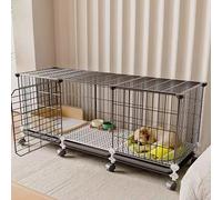 Cage for Chien, Chiens de Petite et Moyenne Taille, Cage for Chaton, Niche avec Toilettes intégrées, Roues universelles, avec Repose-Pieds(B)