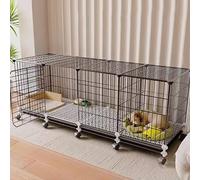 Cage for Chien, Chiens de Petite et Moyenne Taille, Cage for Chaton, Niche avec Toilettes intégrées, Roues universelles, avec Repose-Pieds(E)