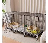 Cage for Chien, Chiens de Petite et Moyenne Taille, Cage for Chaton, Niche avec Toilettes intégrées, Roues universelles, avec Repose-Pieds(C)