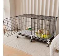 Cage for Chien, Chiens de Petite et Moyenne Taille, Cage for Chaton, Niche avec Toilettes intégrées, Roues universelles, avec Repose-Pieds(A)