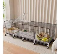 Cage for Chien, Chiens de Petite et Moyenne Taille, Cage for Chaton, Niche avec Toilettes intégrées, Roues universelles, avec Repose-Pieds(F)