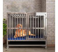 Cage for Chien Robuste, chenil en métal Noir avec Roues et Plateau for Petits Chiens d'intérieur d'extérieur(78 cm L x 52 cm W x 72 cm H)