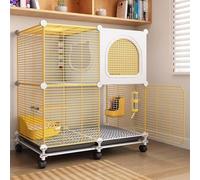 Cage for Chinchilla Petits Animaux Rats en Métal avec roulettes, Cage for Petits Animaux for Furet/Chinchilla/Lapin/écureuil/Chat(Yellow,72 * 36 * 82cm)