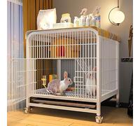 Cage for Cochons d'Inde, 2 Étages, avec roulettes, Bac D'égouttage, Idéal for Les Petits Animaux, for Se Déplacer Librement, for Lapins(White,70 * 55 * 75cm)
