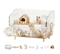 Cage for Hamster en Acrylique - Cage Transparente for Animaux de Compagnie avec visualisation Transparente à 360°, enclos for Souris Double Couche Anti-Mastication avec Tunnel(A)