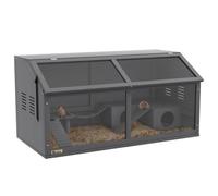 Cage Hamster Bois 100cm, Maison Rongeurs Avec Pont Suspendu&échelles&toit Ouvrant&cabane, Gris Foncé - Habitat Premium