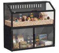 Cage hamster - PawHut - 2-en-1 avec armoire de rangement pour rongeur hamster syrien et souris - acier et acrylique - noir