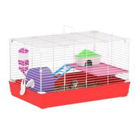 Cage hamster - PawHut - 2 niveaux - base amovible pour un nettoyage facile - cabane, roue d'exercice, échelle et bol - blanc