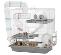 Cage hamster - PawHut - 3 niveaux - avec roue d'exercice tunnel gamelle niche et rampe d'accès - 45 x 30 x 45 cm - gris
