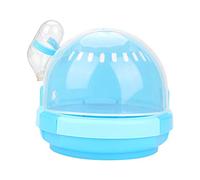 Cage Hamster Portable, Cage Animaux en PP Bleu, 19.5x19.5x16.5cm - Ventilée avec Porte Rotative, Poignée Pratique et Bouteille d’Eau 60ml