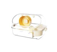 Cage Interactive en Plastique Transparent for Hamster avec Bouteille d'eau et Roue d'exercice, Habitat ventilé for Petits Animaux avec Plateforme de cachette for Gerbille naine(Geel)