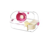 Cage Interactive en Plastique Transparent for Hamster avec Bouteille d'eau et Roue d'exercice, Habitat ventilé for Petits Animaux avec Plateforme de cachette for Gerbille naine(Rot)