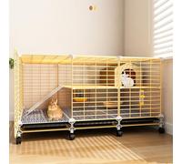 Cage intérieure à 2 couches avec roues universelles 360° - Cage à lapin avec plateaux coulissants pour lapin, furet