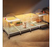 Cage Lapin, Cage Lapin Intérieur, Cage Cochon D'Inde, Espacement De 1,3 Cm, Facile à Nettoyer et à DéPlacer, Cages pour Cochons D'Inde Adaptées à Une Utilisation Intérieure et Extérieure(145*35*45cm)