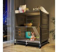 Cage Lapin Intérieur 2 Etage sur Roulette Clapier Lapin Exterieur XXL Clapier À Lapins d'intérieur Facile À Nettoyer, avec Toilettes et Nid d'herbe(Gray)