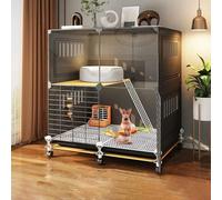 Cage Lapin Intérieur À 1/2/3 Couches avec 2/3 Plateaux Coulissants Profonds Et Protection Contre L'Urine, Facile À Nettoyage pour Cages Rongeurs, Lapins, Petits Animaux(75 * 49 * 82cm)