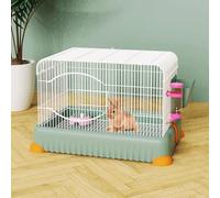Cage Lapin Intérieur, Cage Grillagée pour Petits Animaux, Châssis Amovible, avec Bol à Nourriture, Bouilloire, Support à Herbe(Green)