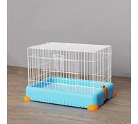 Cage Lapin Intérieur, Cage Grillagée pour Petits Animaux, Châssis Amovible, avec Bol à Nourriture, Bouilloire, Support à Herbe(Blue)