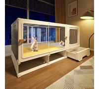 Cage Lapin Transparente Intérieure, Maison Lapin avec Plateau Coulissant, Cage Cochon d'Inde, for Chinchillas, Cochons d'Inde, Petits Animaux(105x45x52CM)