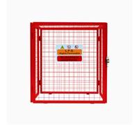 Cage Métallique de Rangement Gaz Acier Rouge - 90 x 80 x 43 cm Butane Propane Intérieur Extérieur Coffre Sécurisé 6 x 19 kg [Autocollant Sécurité, Cadenas & Clés INCLUS]