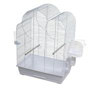 Cage Modèle Eliza, 4x34x75cm Blanc; pour Oiseaux, Livrée avec Maison de Bain, 2 mangeoires et 1 Fontaine Inclus, 3 perchoirs, Échelle escamotable, Facile à Nettoyer, Cage de qualité pour Oiseaux
