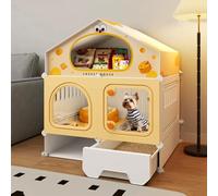 Cage moderne pour chien - 71 cm - Pour un usage domestique - Avec tiroir - Convient pour chenil intérieur avec espace de toilette séparé, conçue pour les petites races de chiens (S : 71 x 46 x 87 cm)