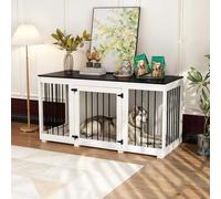 Cage Moderne pour Chien avec 1 Porte grillagée,Niche pour Chien en MDF et métal,Cage de Transport pour Animal Domestique, Respirante,Niche d'intérieur pour Moyenne,136.2x56.2x70cm