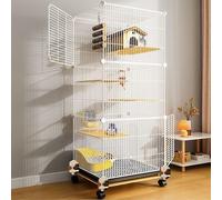 Cage multi-niveaux pour petits animaux avec roue à roulement lisse, idéale pour rats, furets, chinchillas, cochons d'Inde, hamsters