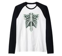 Cage nervurée Squelette Vintage Halloween Gothique Anatomie Art Manche Raglan