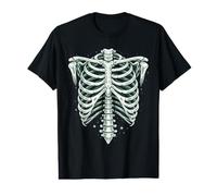 Cage nervurée Squelette Vintage Halloween Gothique Anatomie Art T-Shirt Graphique avec Valeur