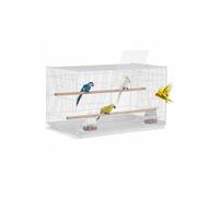 Cage Oiseau 760x460x455 mm Métal Robuste Perchoirs Tasse Alimentation pour Perroquet Canaris Blanc