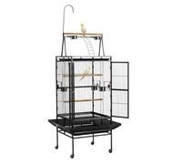 VEVOR Cage Oiseau 83x79x210 cm Volière Oiseaux Toit Plat Ouvert Cage Perroquet sur Pied Roues pour Mésange Bleue Calopsitte Canari Perruche Ondulée Conure, avec Perchoirs Plateau Coulissant Mangeoires